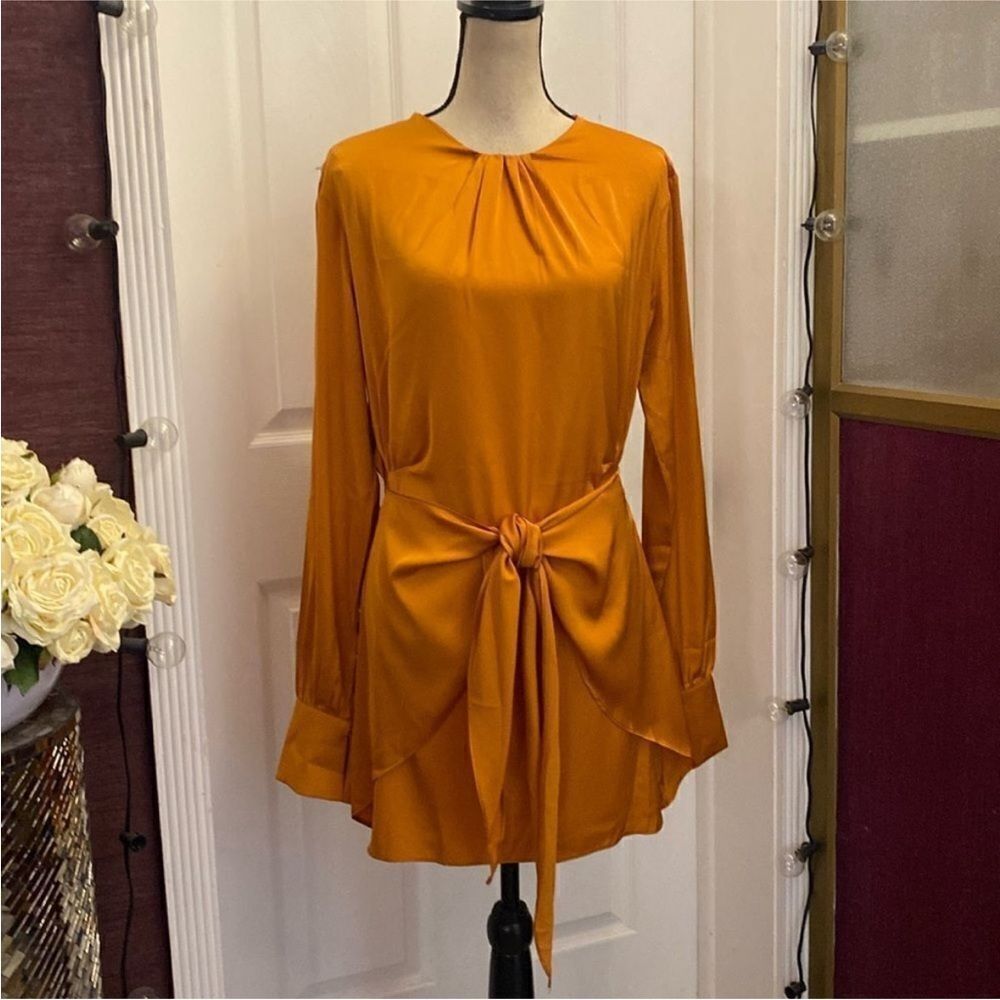 Hello Molly Vibrant Orange Long Sleeve Dress, US4 - Picture 5 of 12